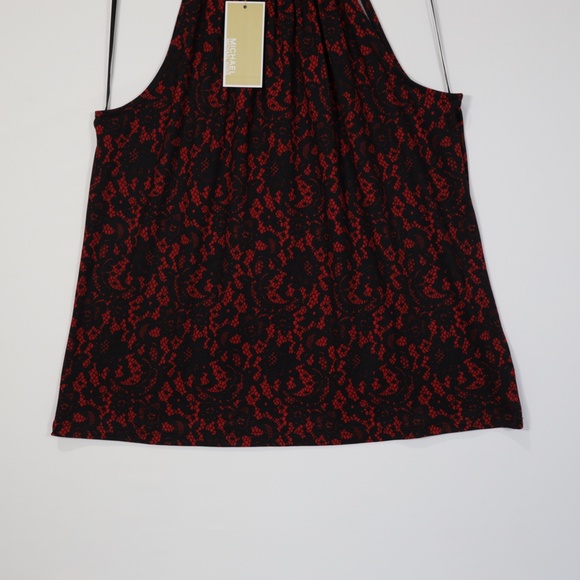 Michael Kors Women's Spaghetti‎ Straps Elastic Neck Floral Top Black/Red Size S - Picture 3 of 8